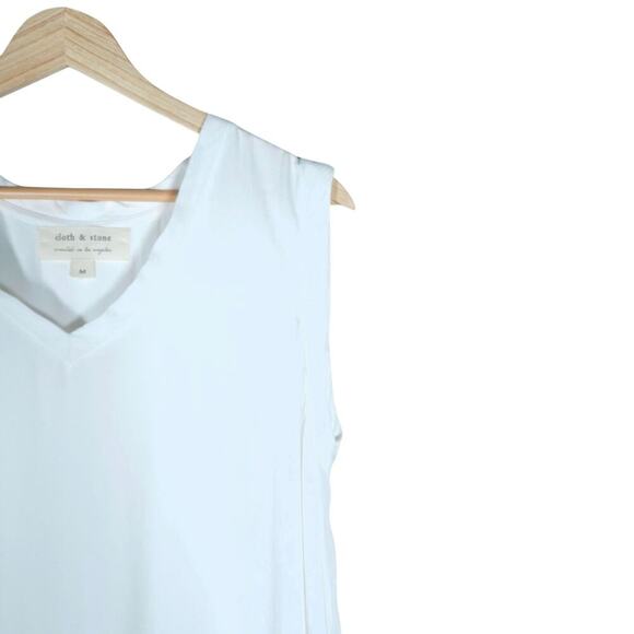 Cloth & Stone Womens Sleeveless Dress Medium White Casual Boho Chic Resort Wear - Picture 2 of 9